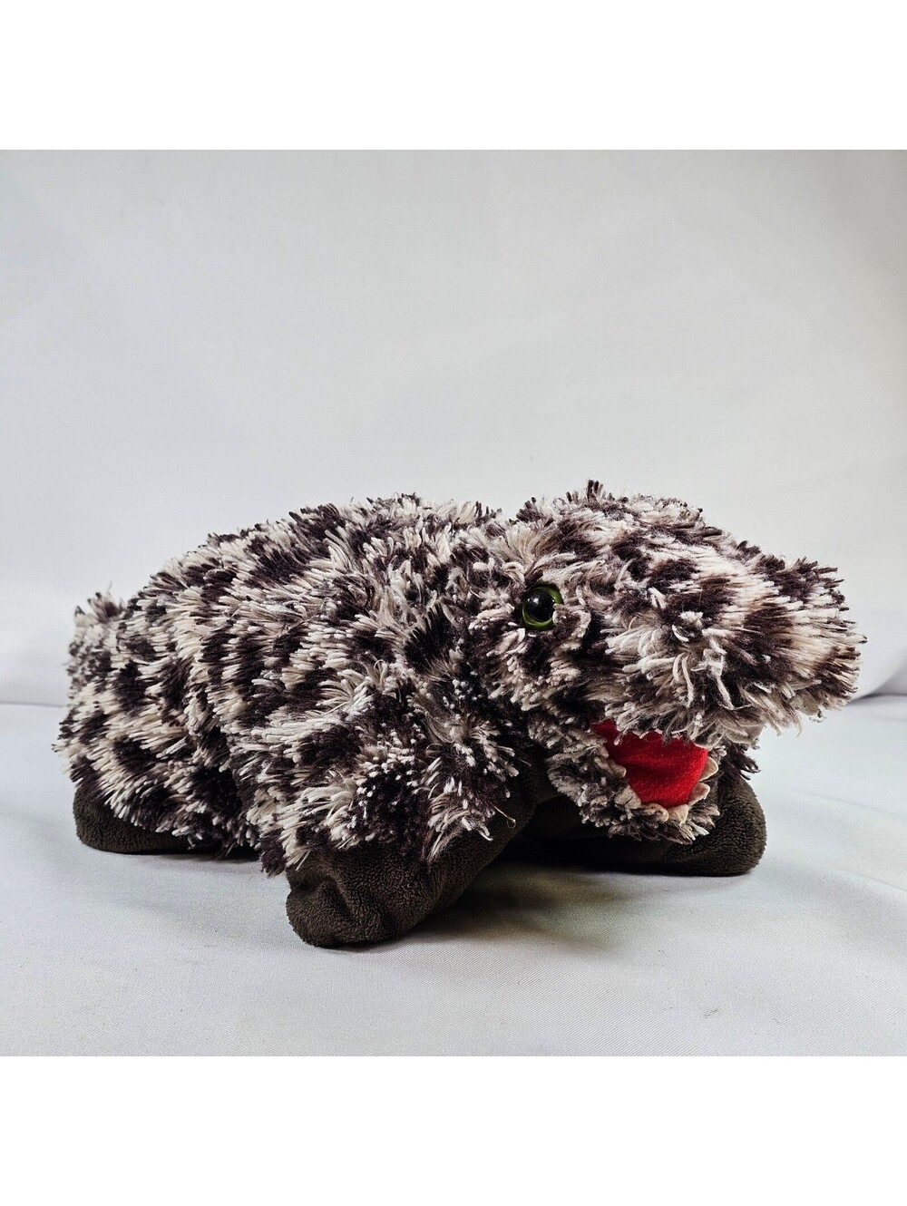Pillow Pets Pee-Wees Gator Crocodile Plush Brown White Spotted Shaggy 11 inch